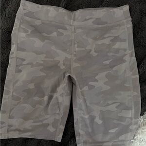 Gray Camouflage Bike Shorts with Stretchy Fit